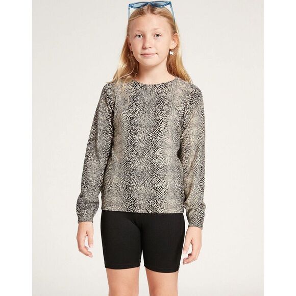 VOLCOM Sweater Girls Youth Sz M (8-10) Over N Out Animal Print Crewneck NWT - Picture 1 of 16